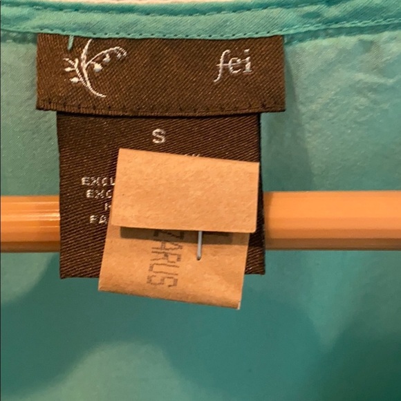 Anthropologie Fei Mint Green Silk Embroidered Top - Picture 3 of 4